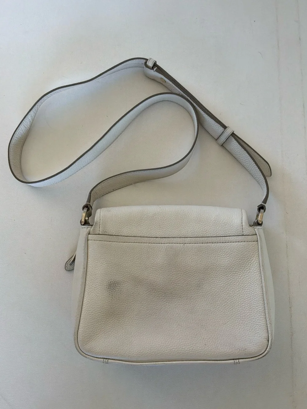Kate Spade New York White Pebbled Leather Crossbody Shoulder Bag